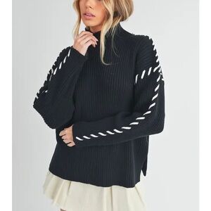 Black Sweater with White Accents